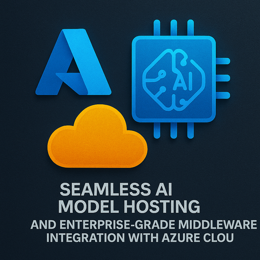 Microsoft Azure logo embedded in a smart hybrid infrastructure with virtual networks, data lakes, and AI inference engines.